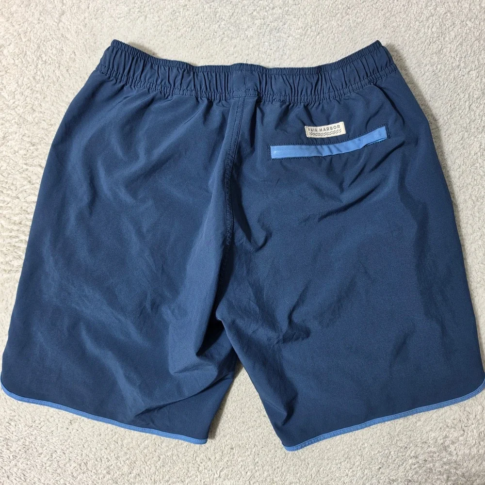 Fair Harbor Board Shorts Mens Sm Blue 28/8 Stretch Retro Stripe Swim Trunks